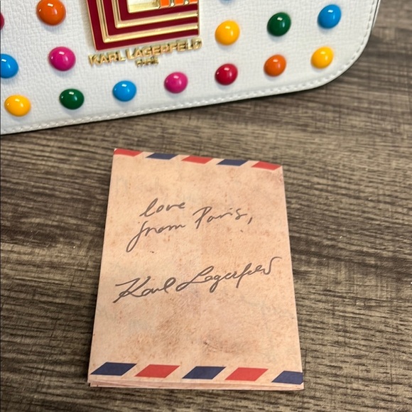 Karl Lagerfeld | White Multicolor Studded Camera Crossbody Bag ✨ - Picture 16 of 17